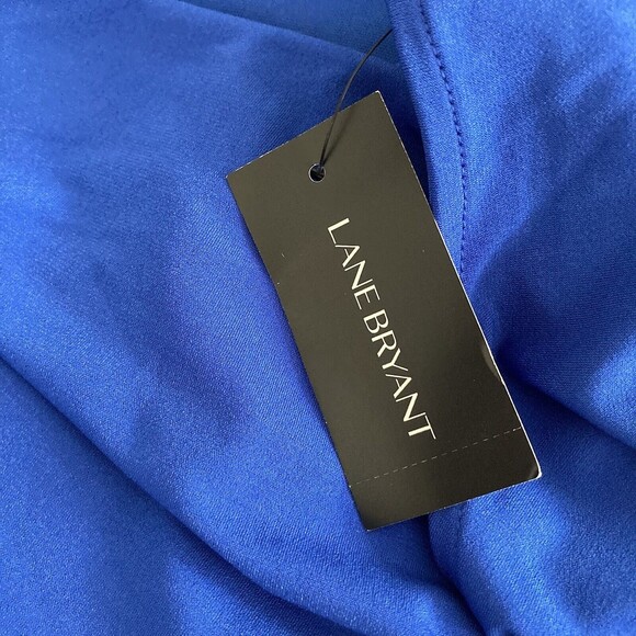 Lane Bryant Womens Sleeveless Blouse Blue Size 14/16 Draped Top Stretch Knit - Picture 9 of 10